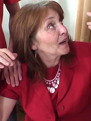 The guys come in because she has jobs for them but they end up fucking her mature pussy